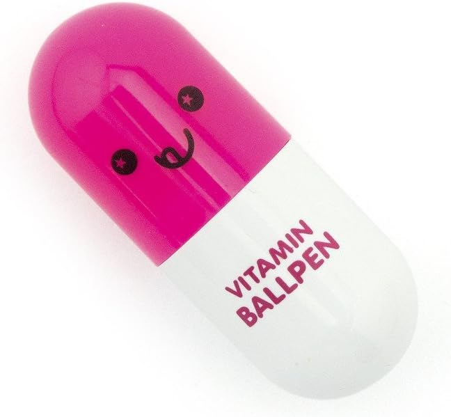 Retractable Pen Small Pocket Vitamin Ballpen Pink - Pack of 2