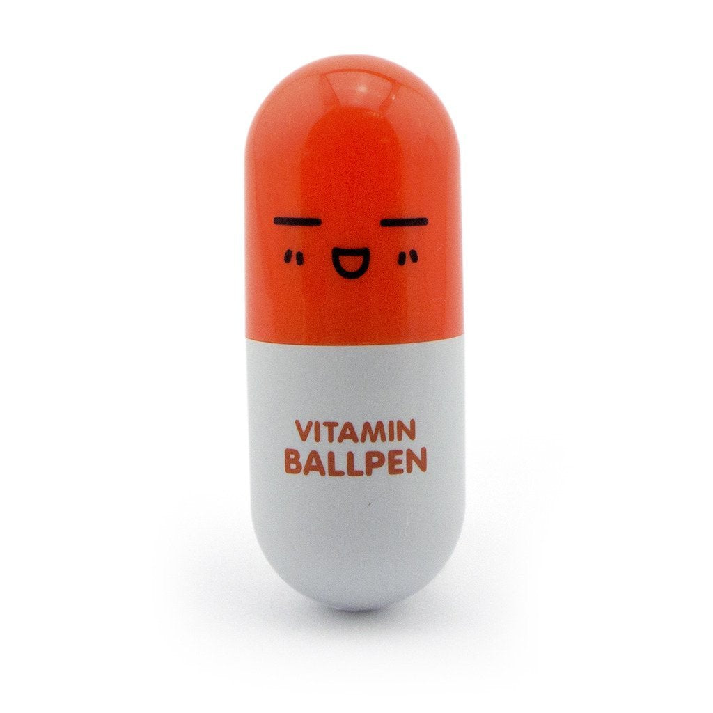 Retractable Pen Small Pocket Vitamin Ballpen Orange - Pack of 2