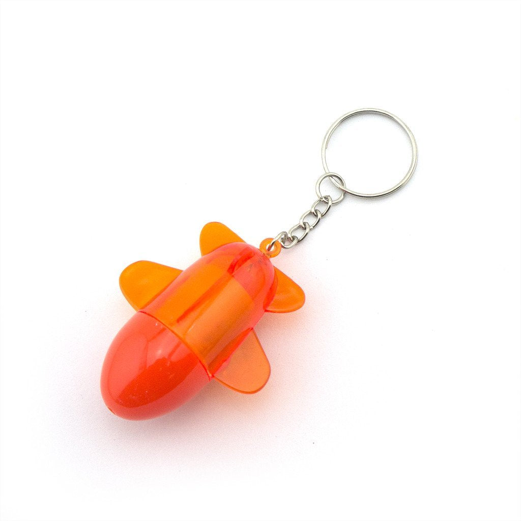 Retractable Pen Small Pocket Orange Plane Ballpen Keyring - Pack of 2