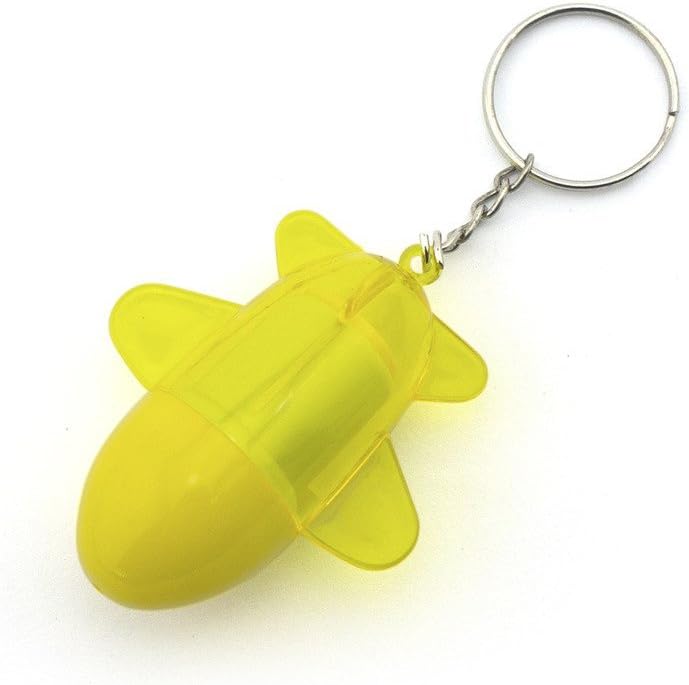 Retractable Pen Small Pocket Yellow Plane Ballpen Keyring - Pack of 2