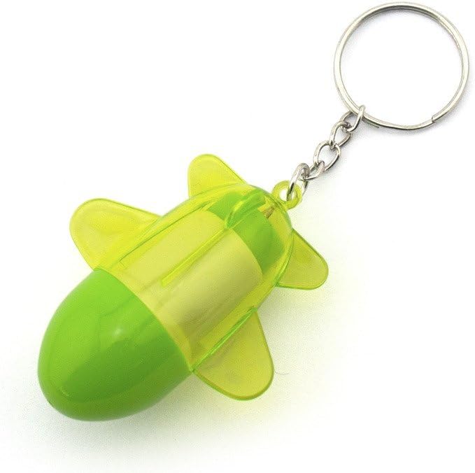 Retractable Pen Small Pocket Green Plane Ballpen Keyring - Pack of 2