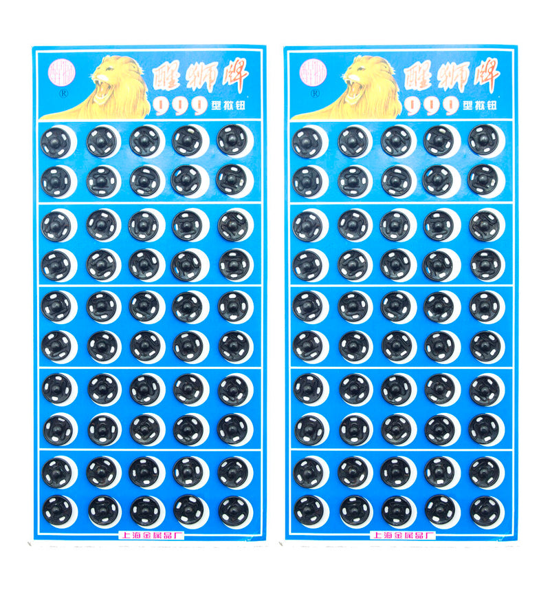 Black metal clip buttons displayed on a white background.