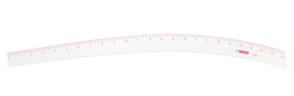 Close-up of the 24-inch curve ruler used for tailoring and dressmaking.