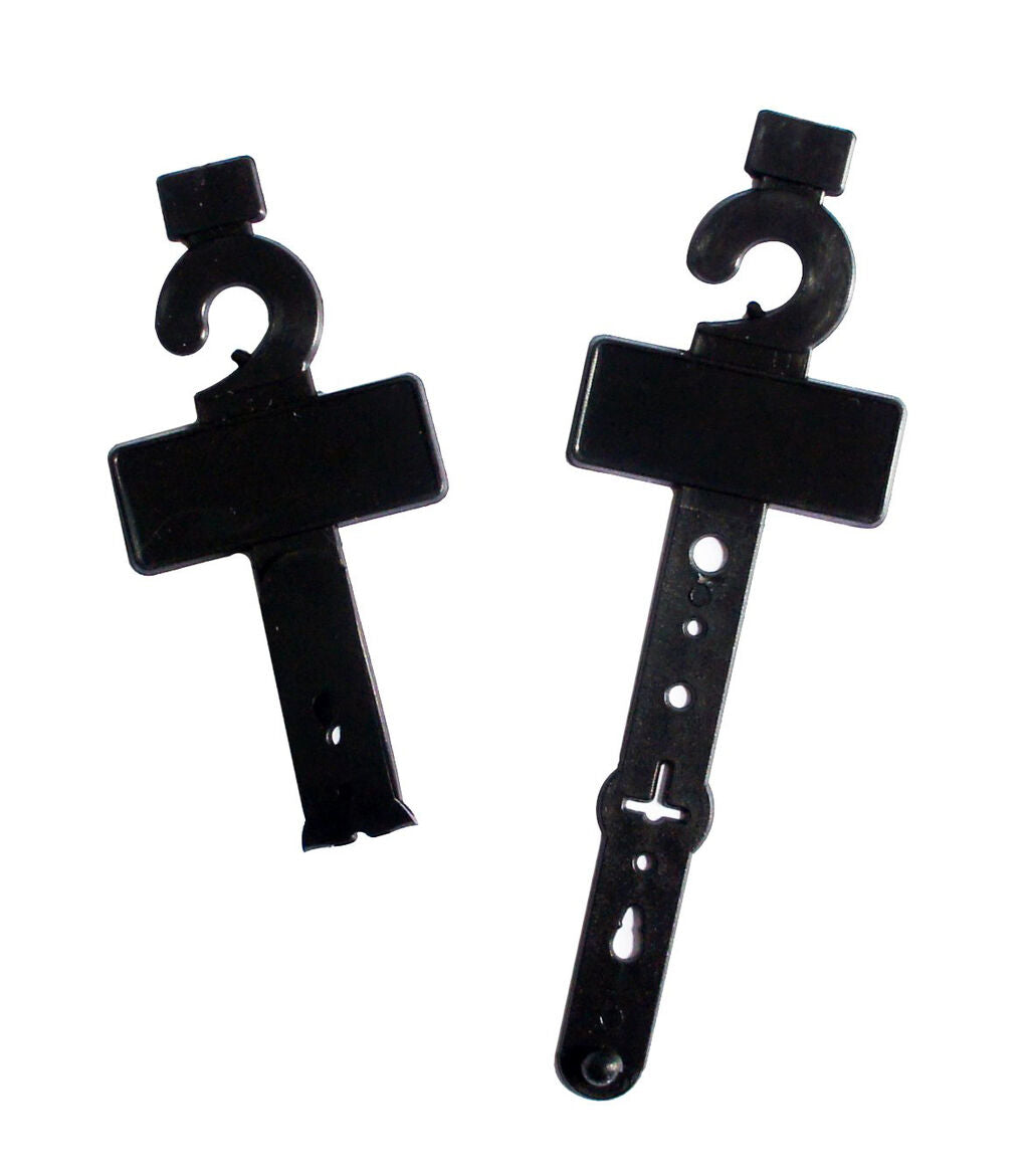 Pack of 20 No.12 plastic black belt display hangers on a white background.