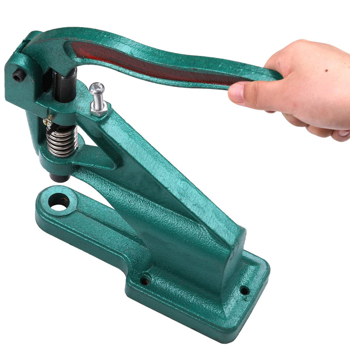 Close-up of eyelet grommet maker showing its components.