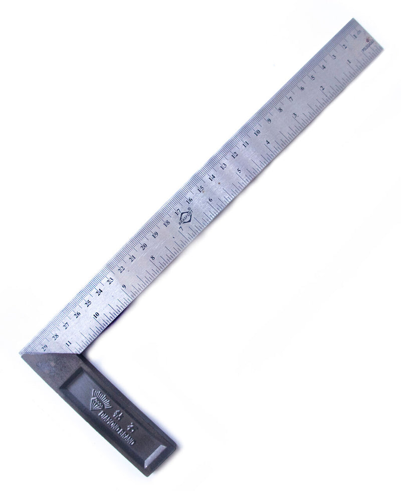 L shaped stainless steel square ruler with metric markings