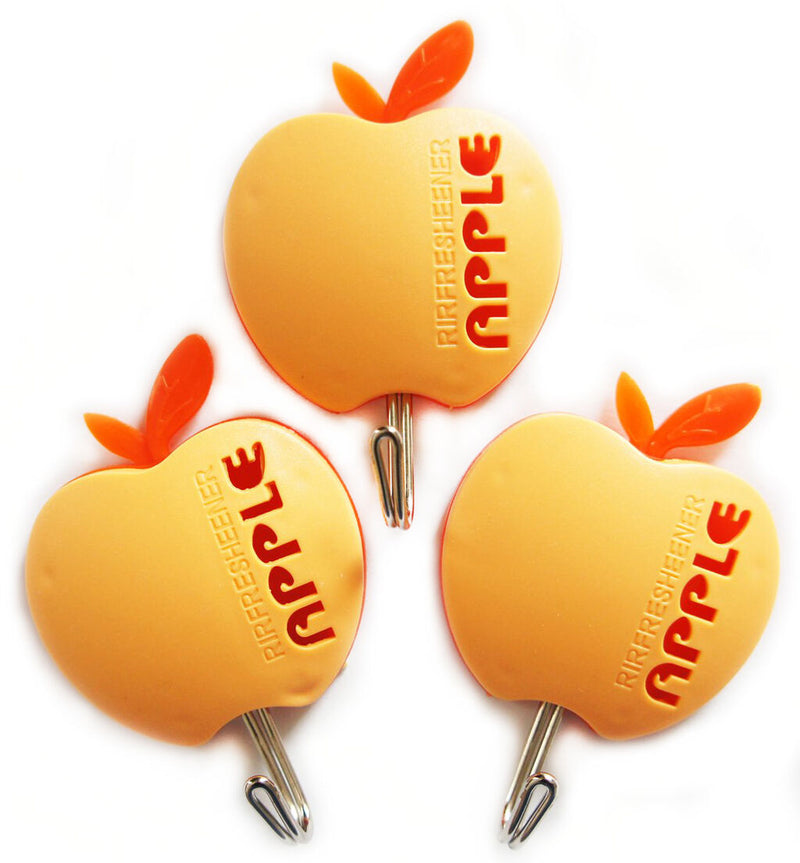 Three self-adhesive apple shape hooks in orange.
