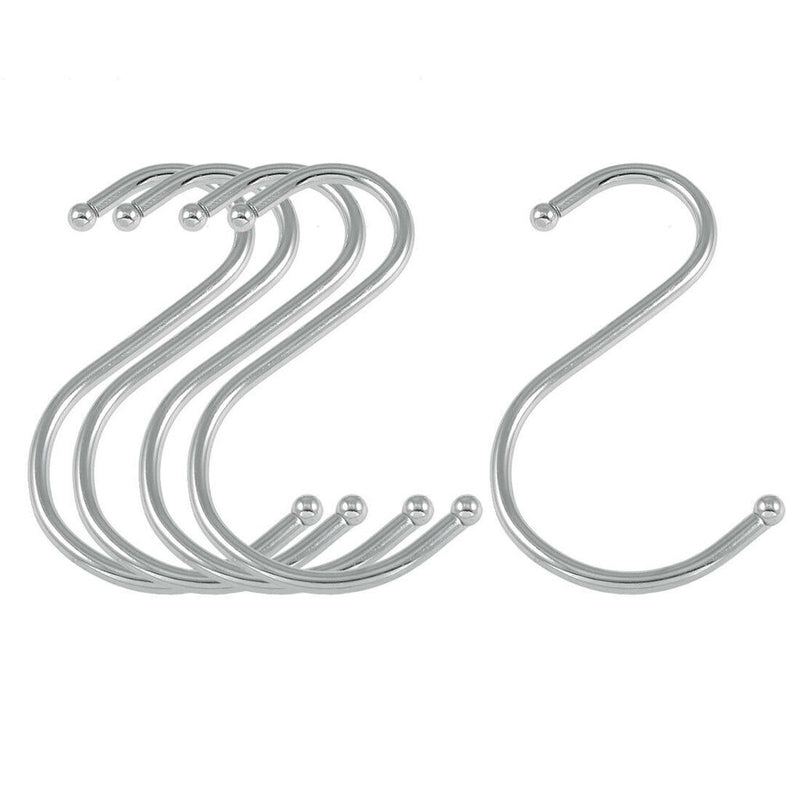 Five stainless steel S hooks, each 4 inches long, for versatile hanging solutions.