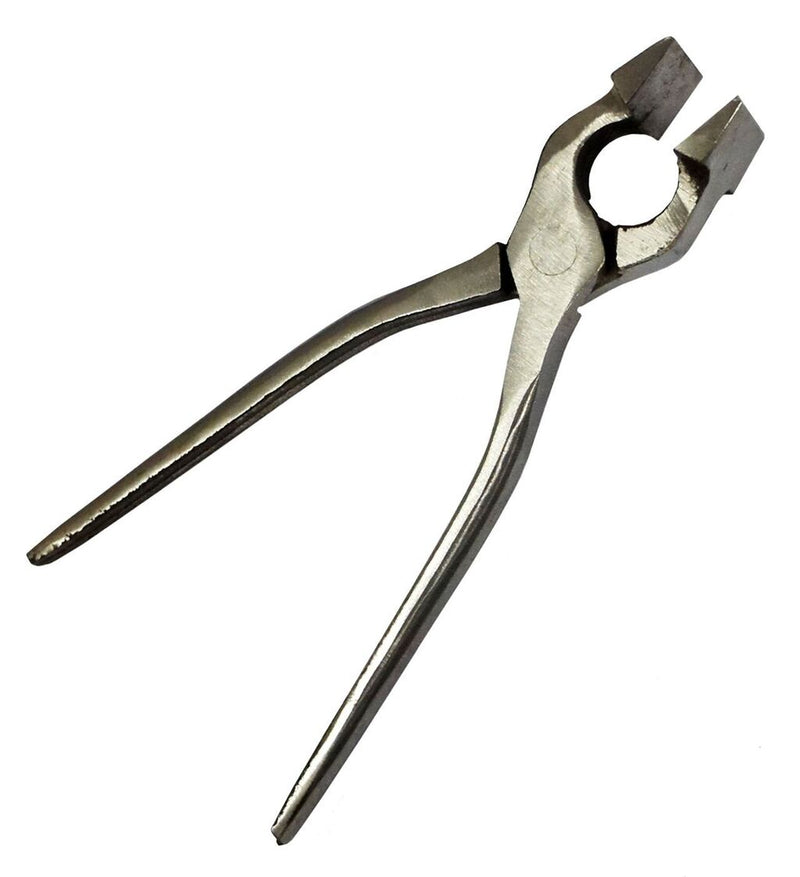 Professional all metal flat head clamp pliers on a workbench