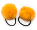 A Pair of Lovely Pom Pom Hair Bands, Decorative Pom Poms w/Band - 2 (Honey)