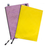 Two colourful A4 zip file bags displayed together