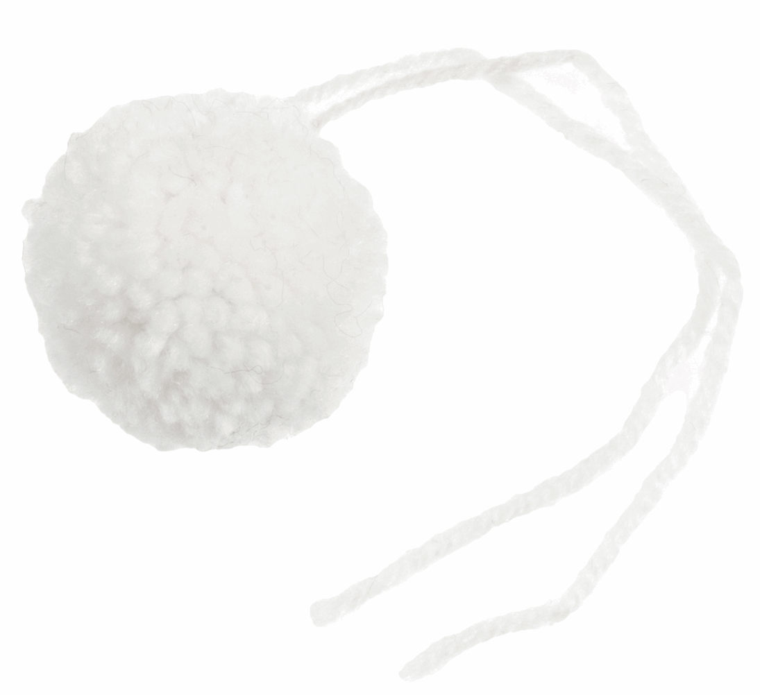 Off white decorative acrylic pom poms, 50mm diameter, displayed in pairs