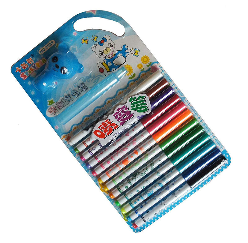 Pack of 12 children's cute magic pens and blow markers