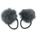 A Pair of Lovely Pom Pom Hair Bands, Decorative Pom Poms w/Band - 2 (Dark Grey)