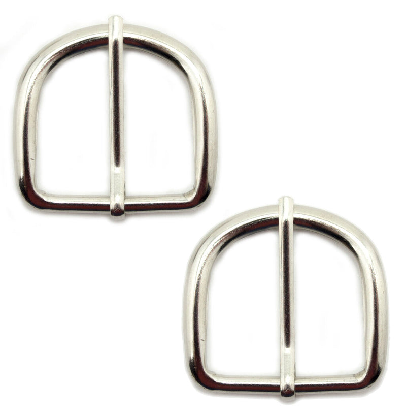 Pack of 4 polished silver tone D shape belt buckles