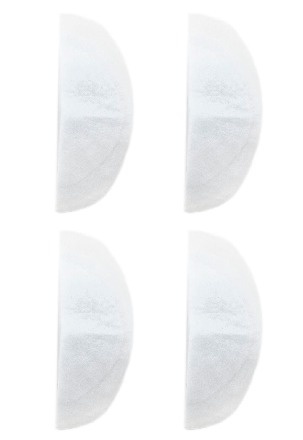Two pairs of narrow width white shoulder pads displayed