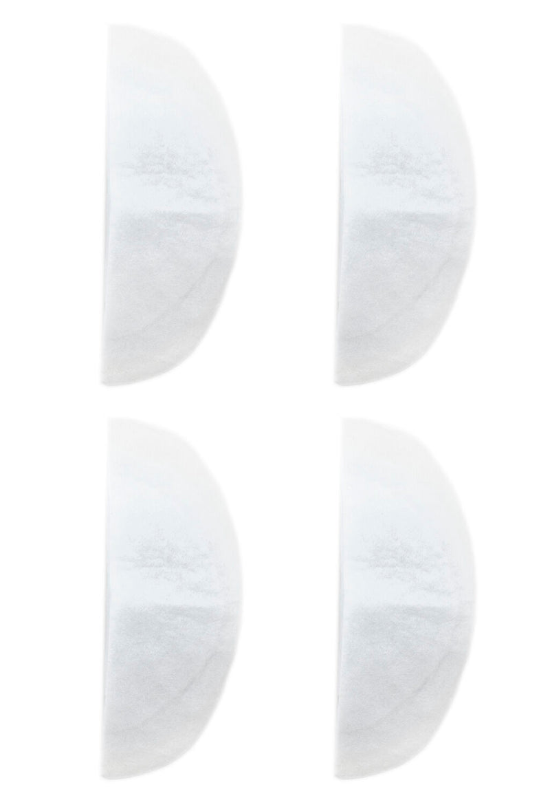 Two pairs of narrow width white shoulder pads displayed