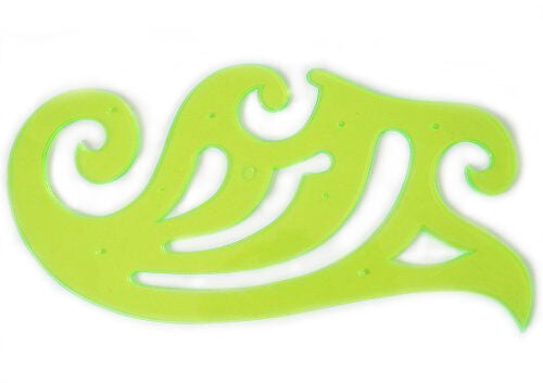 French curve pattern template showing its smooth curves and measurements.
