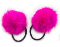 A Pair of Lovely Pom Pom Hair Bands, Decorative Pom Poms w/Band - 2 (Bright Pink)