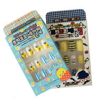 Box of assorted kids' false nail tips in various designs.