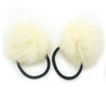 A Pair of Lovely Pom Pom Hair Bands, Decorative Pom Poms w/Band - 2" pom pom (Off White)
