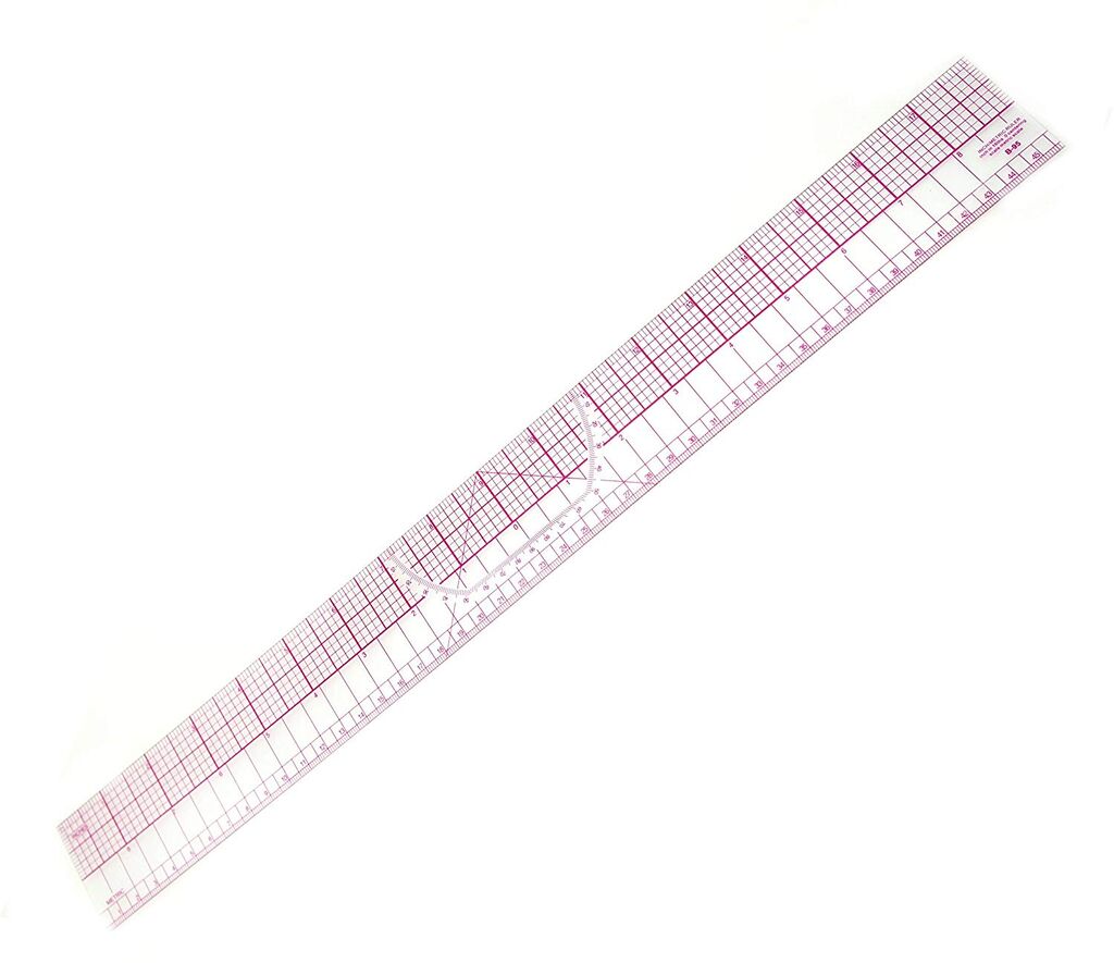 Close-up of the markings on the flexible grader ruler