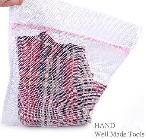 Close-up of the zipper closure on the laundry mesh bag