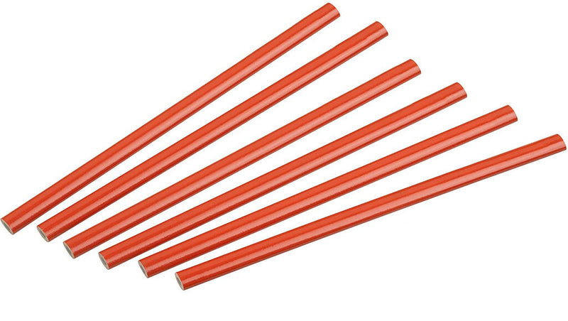 Flat point carpenters pencils arranged in a row