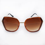 Close-up of sunglasses showcasing UV400 protection and stylish design.