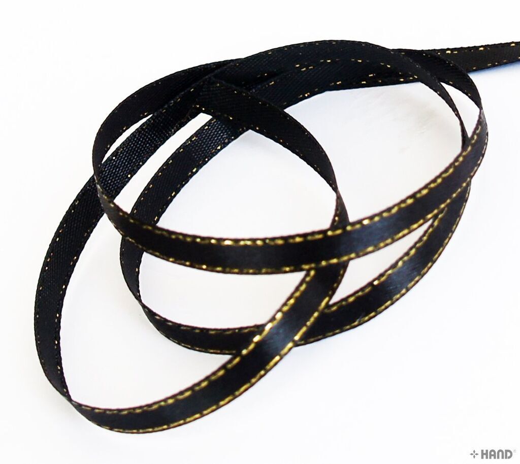 ® Elegant Black and Gold Craft DIY Party Ribbon Trim - Assorted Width and Styles (NO.FBG03 Satin 7mmx20m)