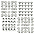 Pack of 50 crystal stone studs in silver tone settings.