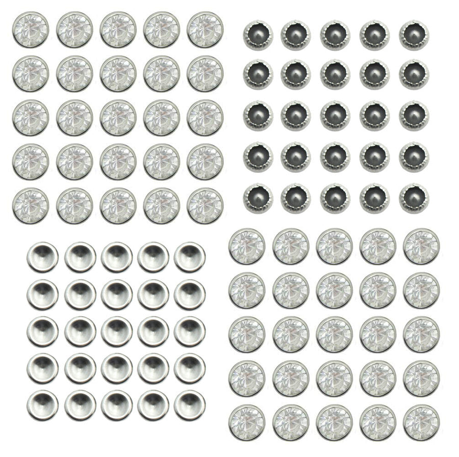 Pack of 50 Crystal "A" Stone Studs in Silver Tone Metal Setting - 5 mm Diameter (Fronts 12g, Backs 5g)