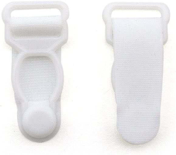 Girdles Clips White Plastic Lingerie Stocking Garter Hooks- Pack of 10