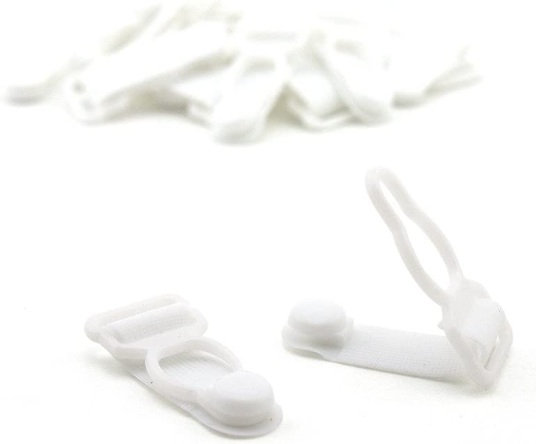 Girdles Clips White Plastic Lingerie Stocking Garter Hooks- Pack of 10
