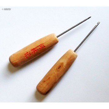 Stitching Awl Hook End Awl Large Comfort to Hold Wooden Handle, Leather, Paper Thick Cardboard 12cm - 2 Pcs 