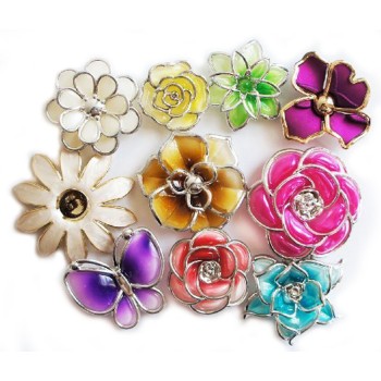 BO22 Lovely Decorative DIY Assorted Designs and Colours Plastic Flower Trims - Pack of 10 pcs