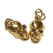 Gold Zip Pulls, Tags, Fasteners with Skull Design, with Eyelet, Pack of 10 (F050)