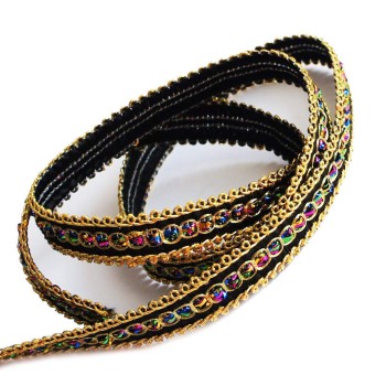 10 m Elegant Black and Gold/Silver Craft DIY Party Ribbon Trim - Assorted Colours and Styles (NO.FBGCT04 Black Gold and Colour 10mm)