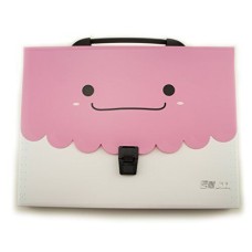HAND Smiley Face A4 Concertina Document Wallet Case with 12 Compartments and Colourful A-Z Divider Tabs - 33 cm x 25 cm - Pink