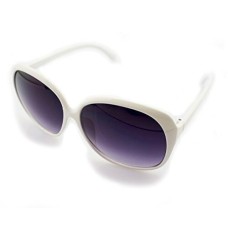 HAND 15827 Ladies Fashion Sunglasses - Large Frame - Width at Temples 139 mm - 100% UV400 Protection - White Frame with Violet Lenses HAND 15827 Ladies Fashion Sunglasses - Large Frame - Width at Temples 139 mm - 100% UV400 Protection - White Frame with Violet Lenses
