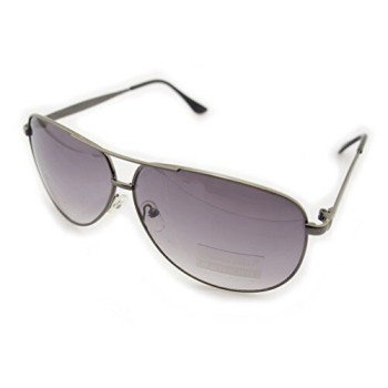 HAND 8132 Unisex Aviator Sunglasses - Metal Frame - Width at Temples 132 mm - 100% UV400 Protection - Gunmetal Grey Frame with Grey Lenses