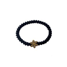 HAND Black Spiral Textured Strong Hair Bands with Attractive Brown Snow Flake Motif - Pack of 5