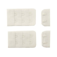 HAND Pure White Bra Hook and Eye Bra Strap Sew-In Fasteners - 2 Hooks - 32 mm Wide - Pack of 2 Sets