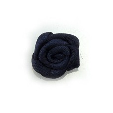 HAND Hand Made Small Ribbon Rose Flower Sew On Trims 15 mm, Embellishments Pack of 50 Midnight Blue