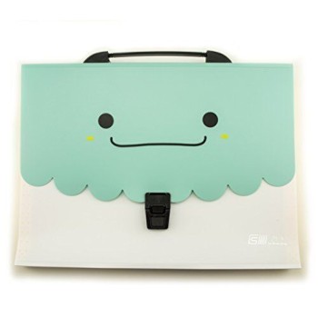 HAND Smiley Face A4 Concertina Document Wallet Case with 12 Compartments and Colourful A-Z Divider Tabs - 33 cm x 25 cm - Mint Green