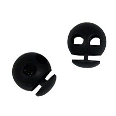 HAND 8092 BLACK Plastic Round Toggle Spring Double Hole Stop String Cord Locks - Assorted Sizes and Colours - Pack of 25