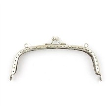 HAND ® Purse Frame PF24 Silver Colour Square Shape Ball Kiss Clasp with Eyeloops