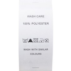 Wash Care Labels Printed Paper Fabric Material 100% POLYESTER, 40 Degree 1 Bar, DO NOT BLEACH, DO NOT Tumble Dry, 1 Dot Iron, DO NOT Dry Clean, 40mmWx80mmL, Roll of 2500