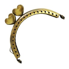 HAND Purse Frame PF17 Antique Bronze Heart Shaped Kiss Clasp Lock Handle 80x45mm