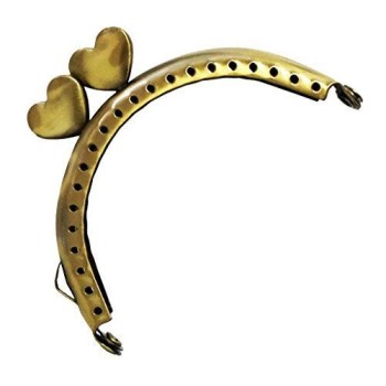 HAND Purse Frame PF17 Antique Bronze Heart Shaped Kiss Clasp Lock Handle 80x45mm